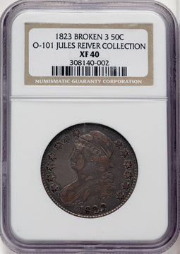1823 50C Broken 3 Bust Half Dollar NGC XF40