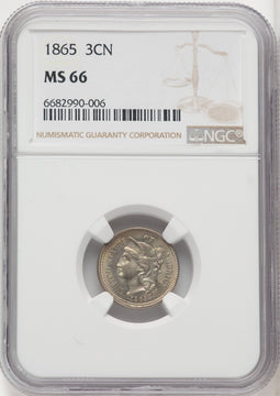 1865 3CN Three Cent Nickel NGC MS66