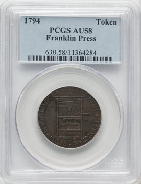 1794 TOKEN Franklin Press BN Colonials PCGS AU58