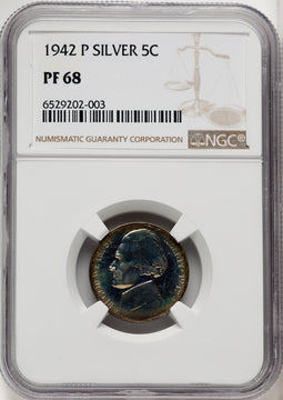 1942-P 5C TYPE 2 Proof Jefferson Nickel NGC PR68 (768121002)