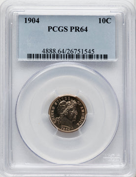 1904 10C Proof Barber Dime PCGS PR64