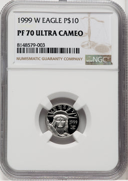 1999-W $10 Tenth-Ounce Platinum Brown Label NGC PF70 (767855091)