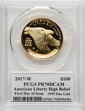 2017-W $100 American Liberty High Relief First Day of Issue Mercanti PCGS PR70