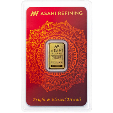 2.5 GRAM GOLD BAR DIWALI ASAHI MINT