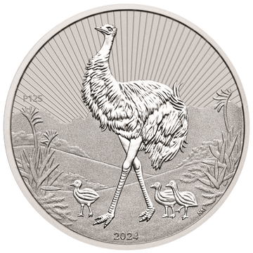 2024 2 OZ PIEDFORT AUSTRALIAN SILVER EMU MOTHER AND BABY