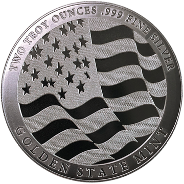 2 OZ SILVER ROUND EAGLE GOLDEN STATE MINT