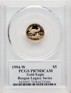 1994-W $5 Tenth-Ounce Gold Eagle Michael Reagan PCGS PR70