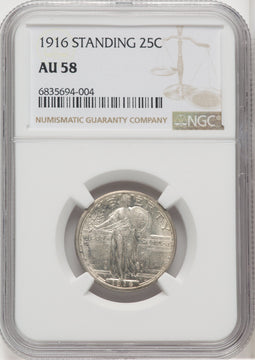 1916 25C Standing Liberty Standing Liberty Quarter NGC AU58