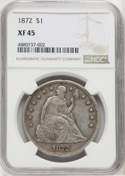 1872 S$1 Seated Dollar NGC XF45