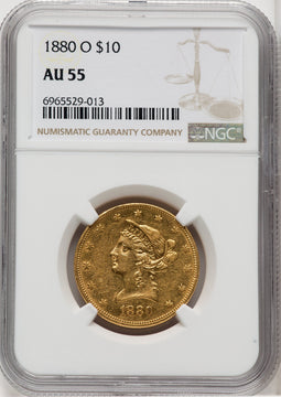 1880-O $10 Liberty Eagle NGC AU55