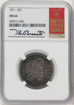 1821 25C Kenneth Bressett Red Book Bust Quarter NGC MS64