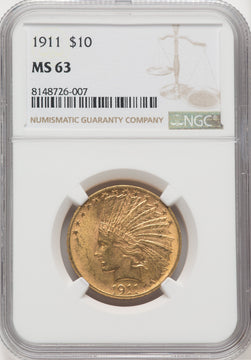 1911 $10 Indian Eagle NGC MS63 (572031033)