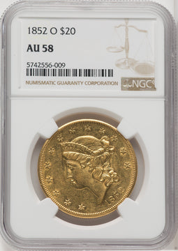1852-O $20 Liberty Double Eagle NGC AU58 (519326005)