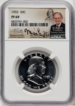 1955 50C Mike Castle Franklin Series Proof Franklin Half Dollar NGC PR69 (764072017)