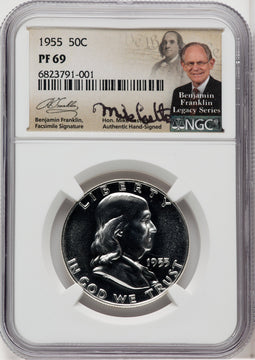 1955 50C Mike Castle Franklin Series Proof Franklin Half Dollar NGC PR69