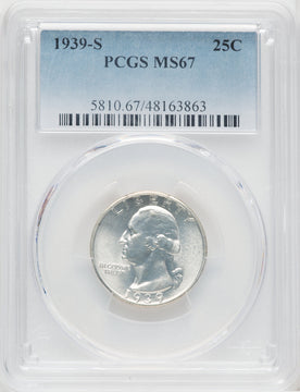 1939-S 25C Washington Quarter PCGS MS67