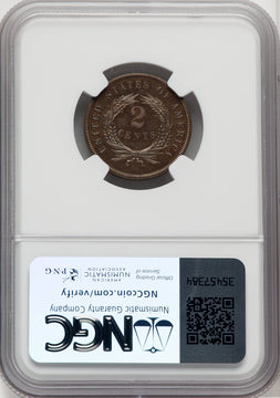 1864 Large Motto BN Proof Two Cent Pieces NGC PR66