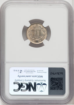 1871 3CN Three Cent Nickel NGC MS65