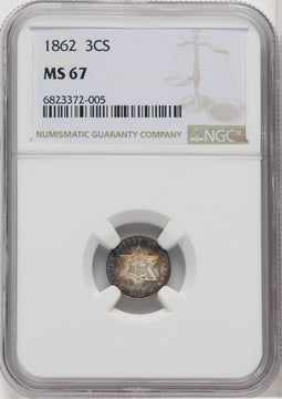 1862 3CS Three Cent Silver NGC MS67