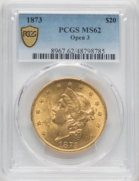 1873 $20 OPEN 3 Liberty Double Eagle PCGS MS62 (173987285)