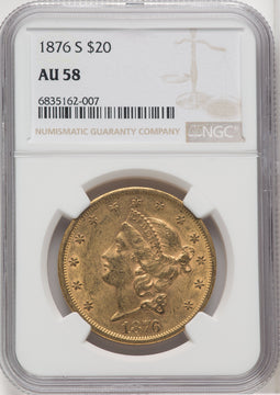 1876-S $20 Liberty Double Eagle NGC AU58 (171408032)