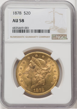 1878 $20 Liberty Double Eagle NGC AU58 (518970149)