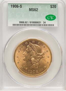 1906-S $20 Liberty Double Eagle CACG MS62