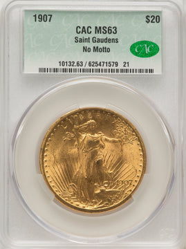 1907 $20 Saint Saint-Gaudens Double Eagle CACG MS63
