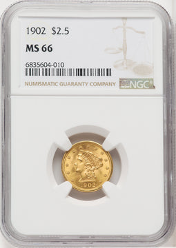 1902 $2.50 Liberty Quarter Eagle NGC MS66