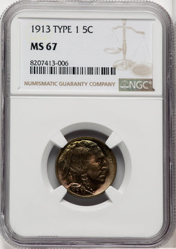 1913 Type One 5C Buffalo Nickel NGC MS67 (767800001)