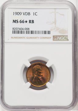 1909 1C VDB RB Lincoln Cent NGC MS66