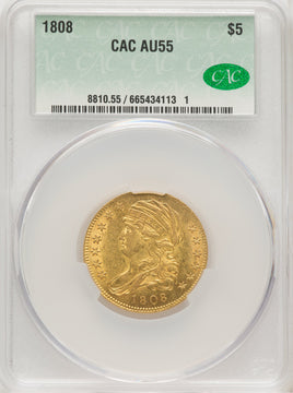 1808 $5 Early Half Eagle CACG AU55