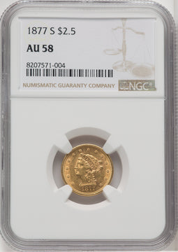 1877-S $2.50 Liberty Quarter Eagle NGC AU58
