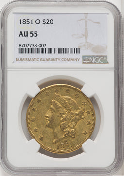 1851-O $20 Liberty Double Eagle NGC AU55 (764026088)