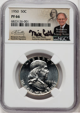 1950 50C Mike Castle Franklin Series Proof Franklin Half Dollar NGC PR66