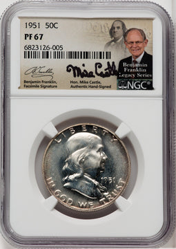 1951 50C Mike Castle Franklin Series Proof Franklin Half Dollar NGC PR67