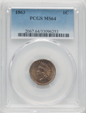 1863 1C Indian Cent PCGS MS64 (506231028)