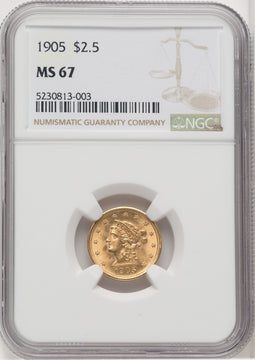 1905 $2.50 Liberty Quarter Eagle NGC MS67 (768602052)