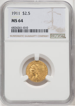1911 $2.50 Indian Quarter Eagle NGC MS64 (768417018)