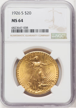 1926-S $20 Saint-Gaudens Double Eagle NGC MS64 (768602015)