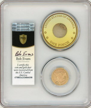 1857-S $5 S.S. Central America #2 (with Pinch) Liberty Half Eagle PCGS MS63