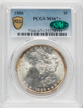 1886 $1 CAC Morgan Dollar PCGS MS67+
