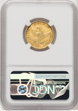 1834 $5 PLAIN 4 Classic Half Eagle NGC AU58