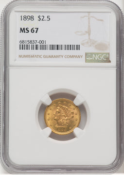 1898 $2.50 Liberty Quarter Eagle NGC MS67