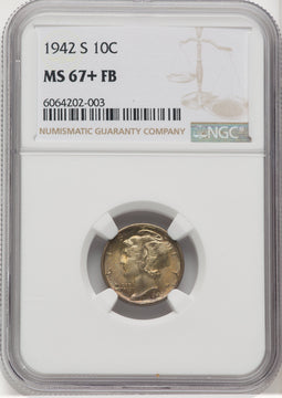 1942-S 10C FB Mercury Dime NGC MS67+ (768767002)