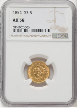 1854 $2.50 Liberty Quarter Eagle NGC AU58 (768671053)