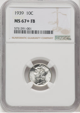 1939 10C FB Mercury Dime NGC MS67+