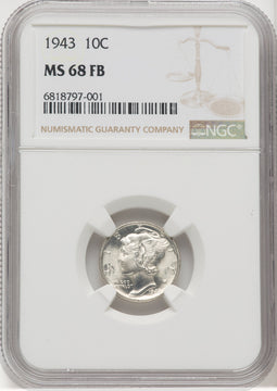 1943 10C FB Mercury Dime NGC MS68 (768671020)