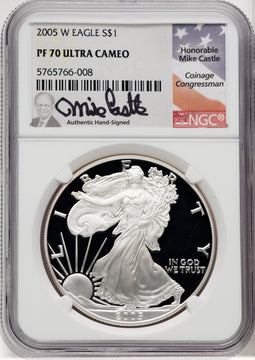 2005-W Silver Eagle Mike Castle NGC PF70