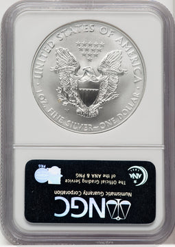 2008-W S$1 Silver Eagle Burnished First Strike ER Blue NGC MS70